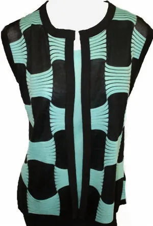 Mod Checker Vest In Black/aqua