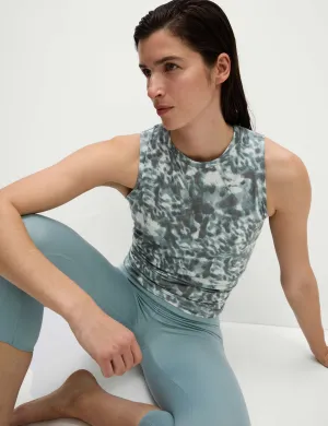 Modal Blend Printed Tie Back Relaxed Vest Top - Grey Mix