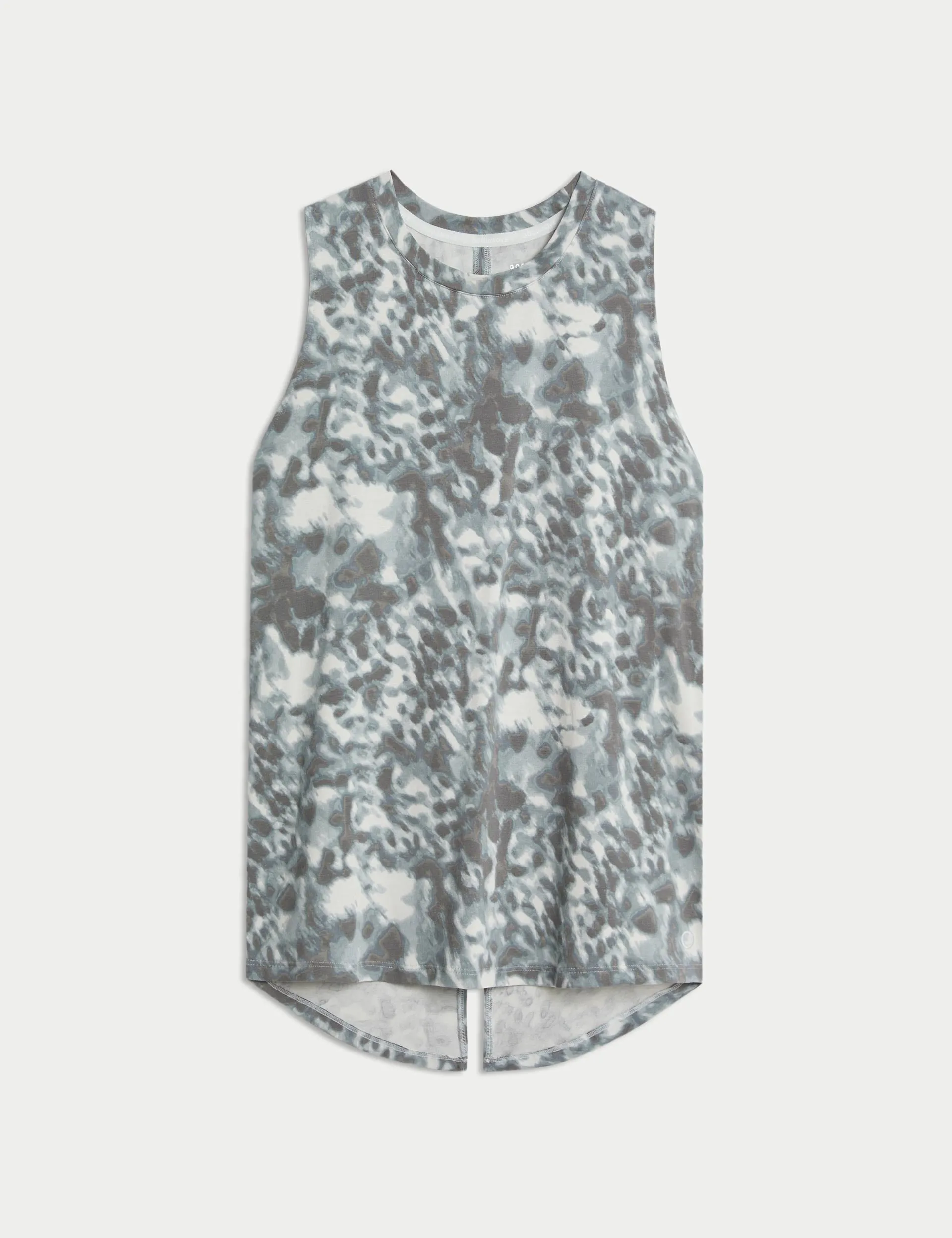 Modal Blend Printed Tie Back Relaxed Vest Top - Grey Mix