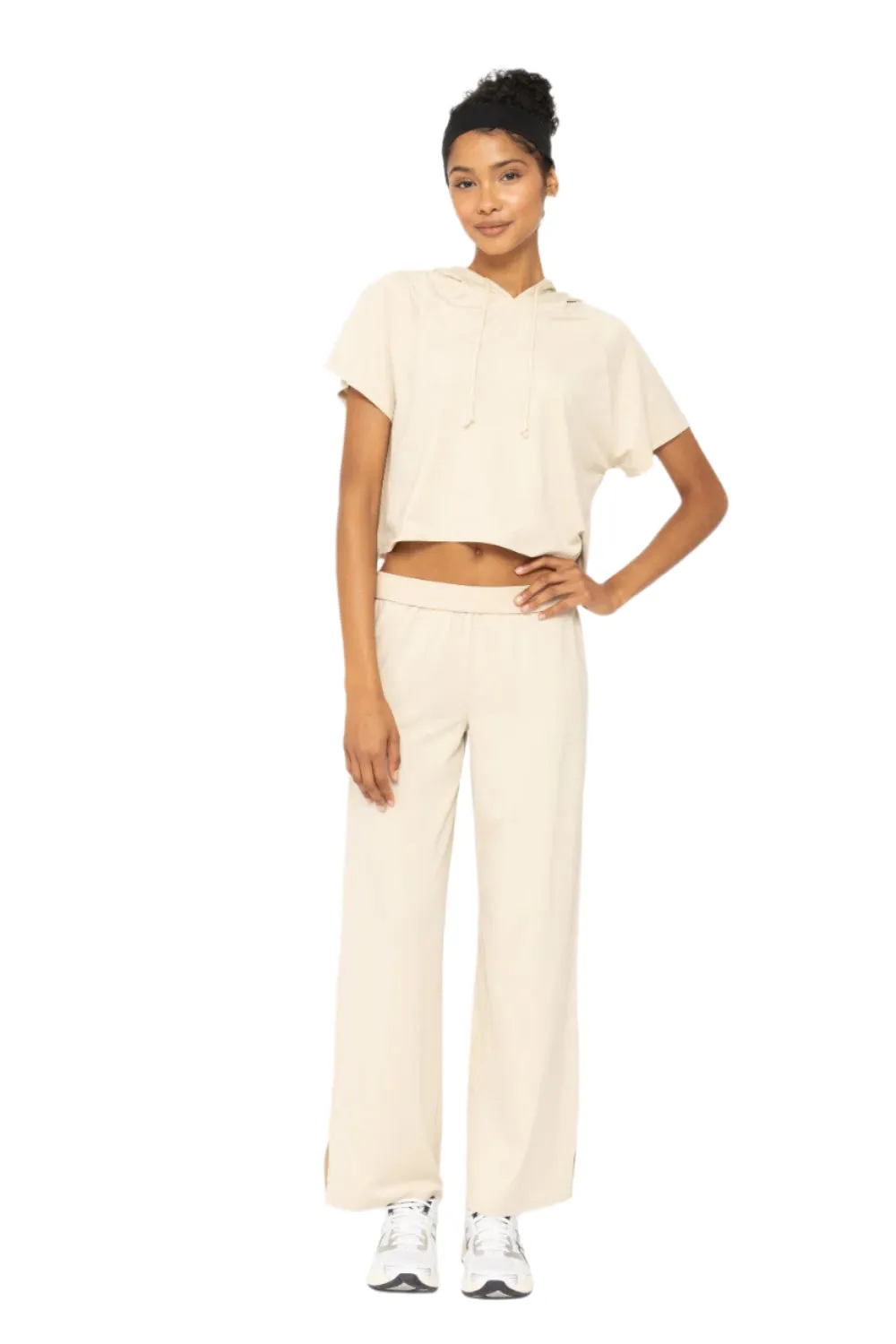 Mono B Air Essentials Fold Over Waist Wide Leg Lounge Pants KPZ12397