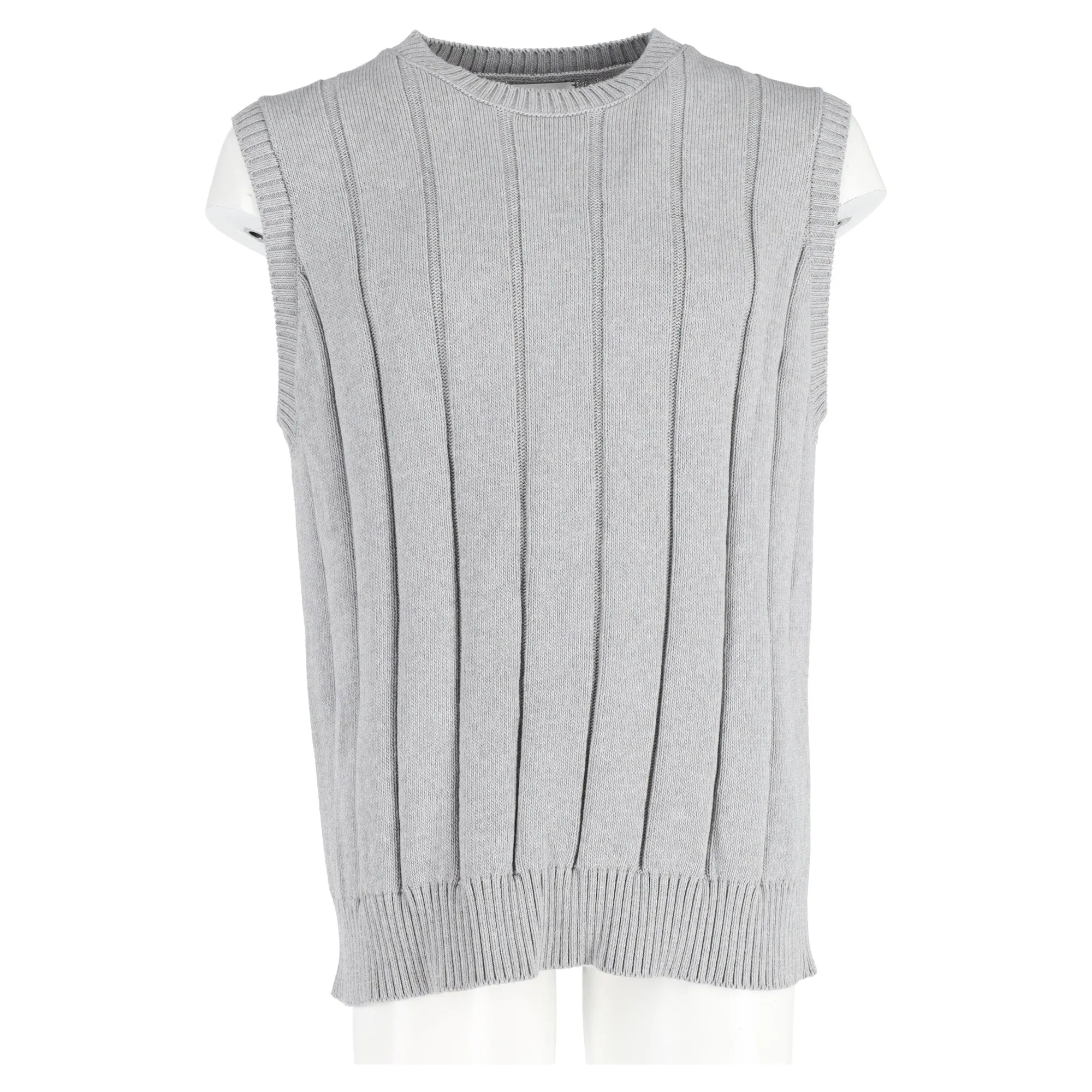 Mr. P. Ribbed Knit Vest in Grey Cotton