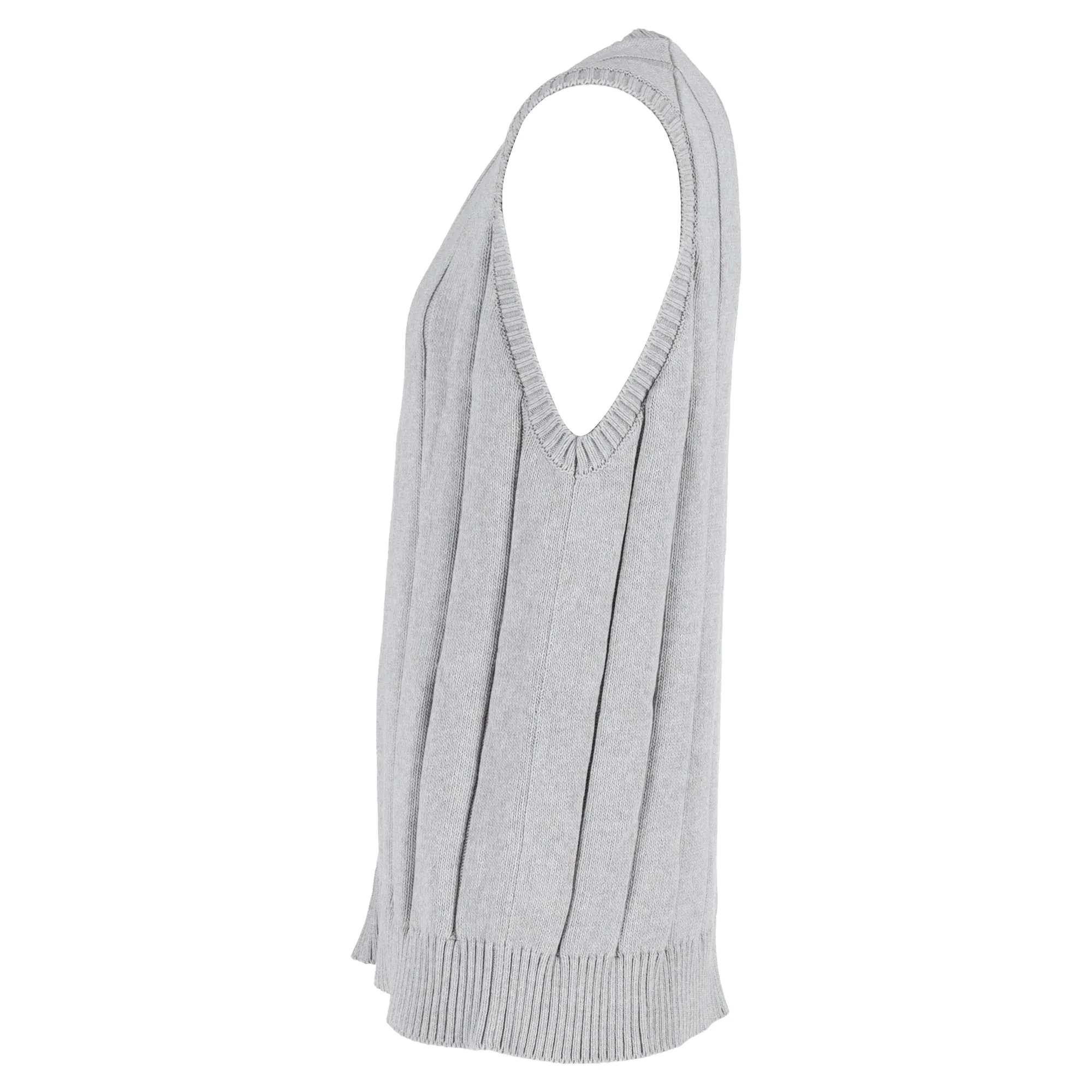 Mr. P. Ribbed Knit Vest in Grey Cotton