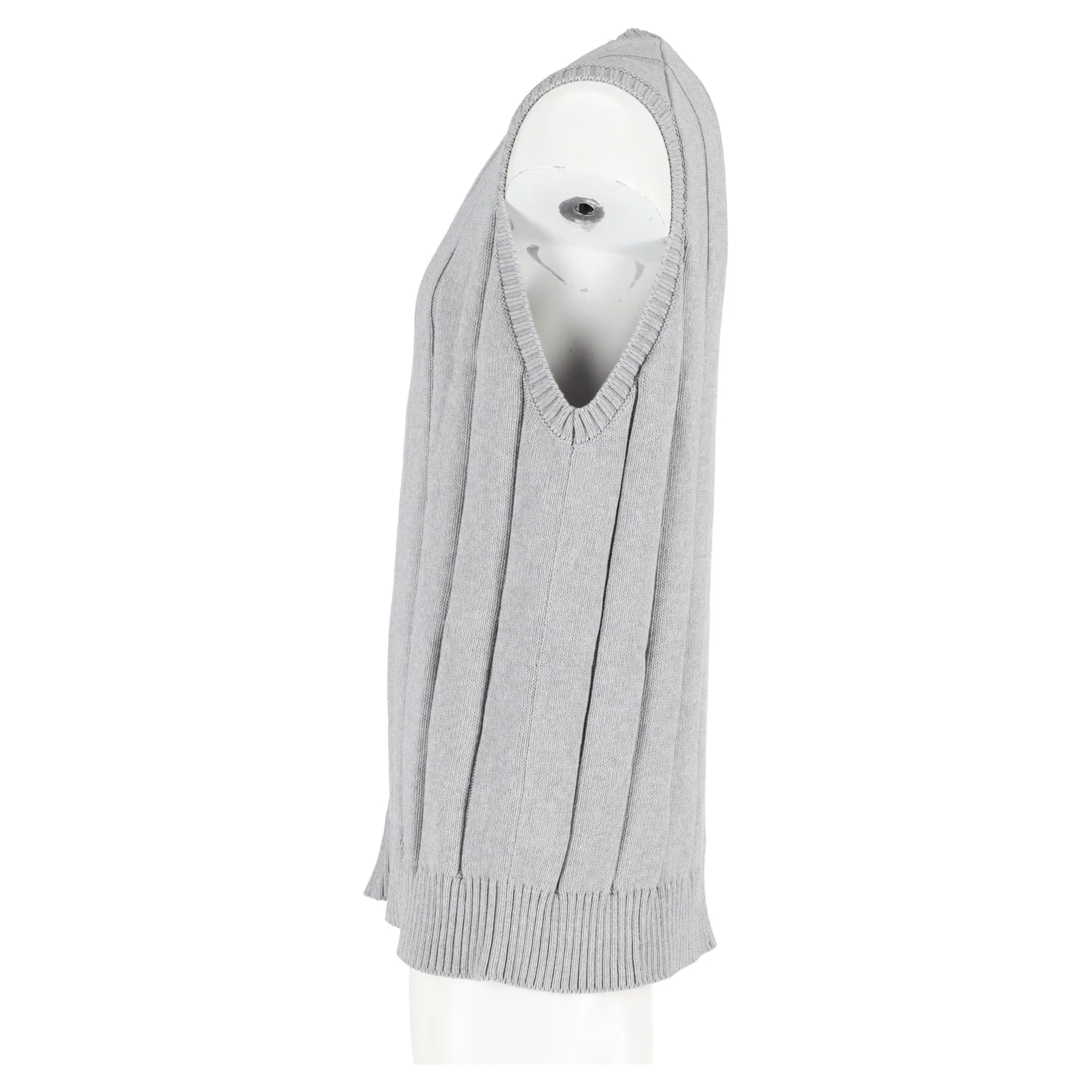 Mr. P. Ribbed Knit Vest in Grey Cotton
