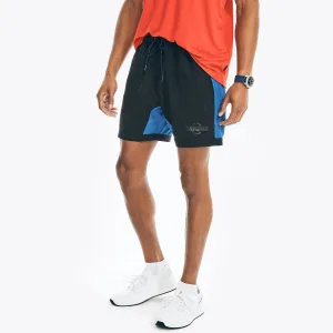 Nautica Men's Competition Sustainably Crafted 6" Colorblock Compression Short True Black Nautica