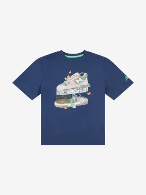 New Balance Boys Fitness Centre Illustrated Graphic T-Shirt in Navy