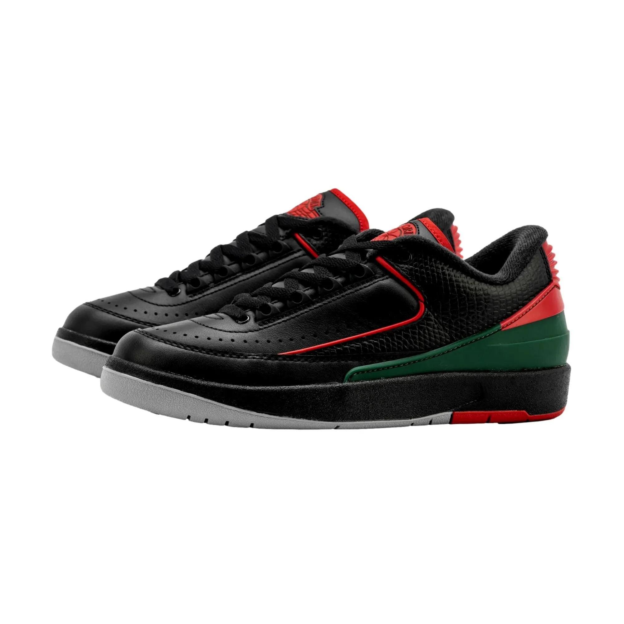 Nike Air Jordan 2 Retro Low Black/Fire Red-Fir-Cement Grey  FJ6869-006 Grade-School