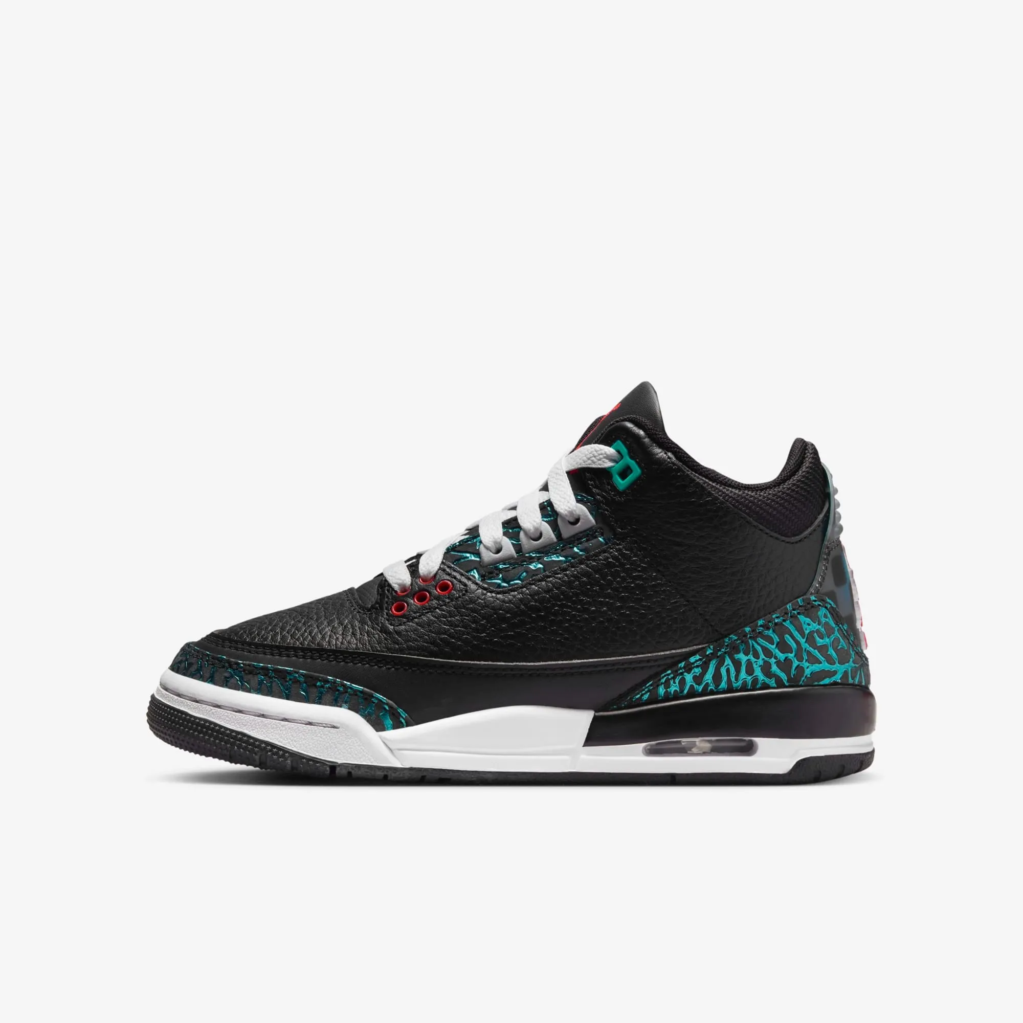 Nike Air Jordan 3 Retro Black/Siren Red-Hyper Jade  FV5437-001 Grade-School