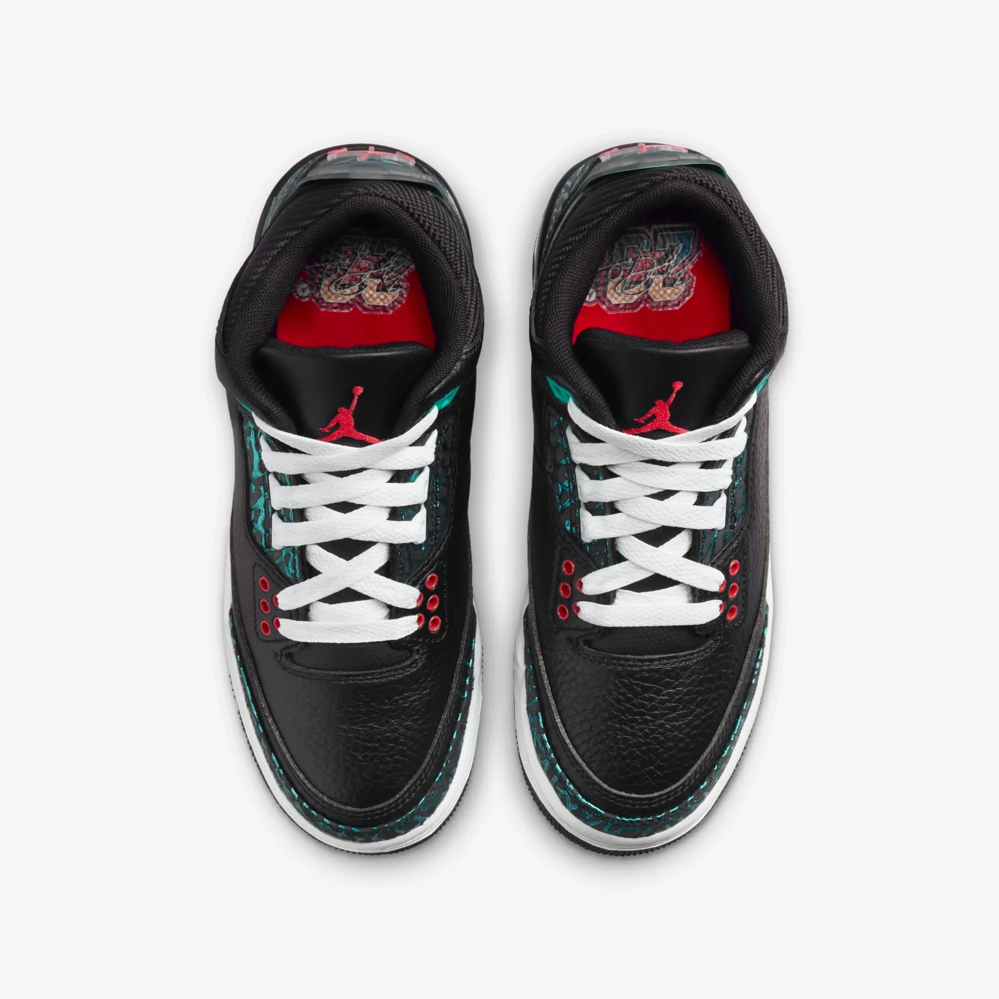 Nike Air Jordan 3 Retro Black/Siren Red-Hyper Jade  FV5437-001 Grade-School