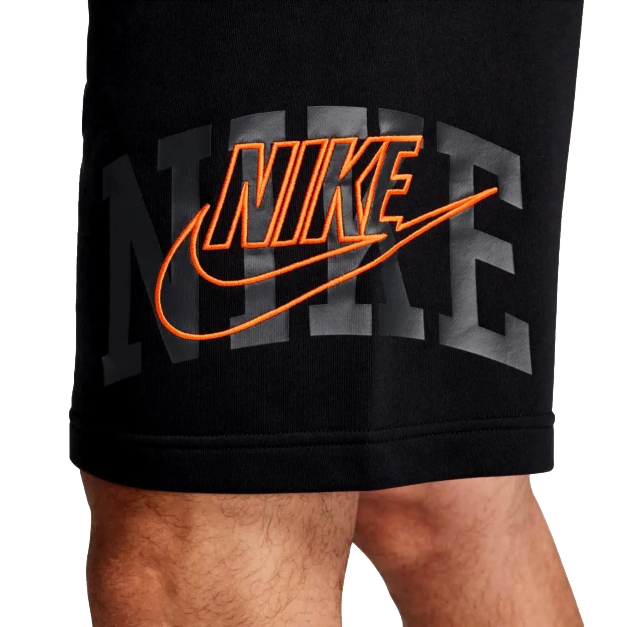 Nike French Terry Shorts Black/Orange  FV5136-010 Men's