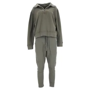 Nili Lotan Bentley Half Zip Sweatshirt and Pants in Green Cotton