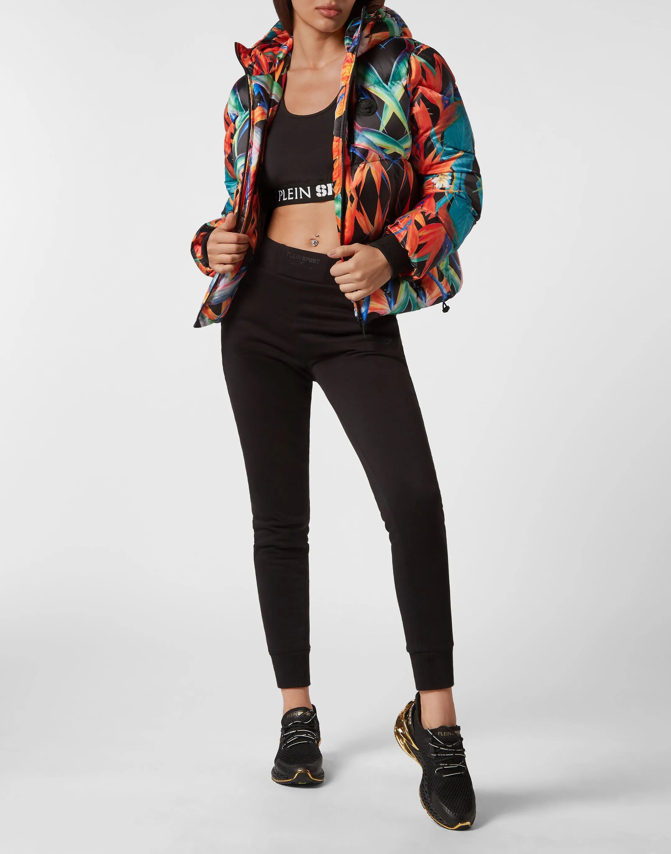 Nylon Puffer Jacket Flowers