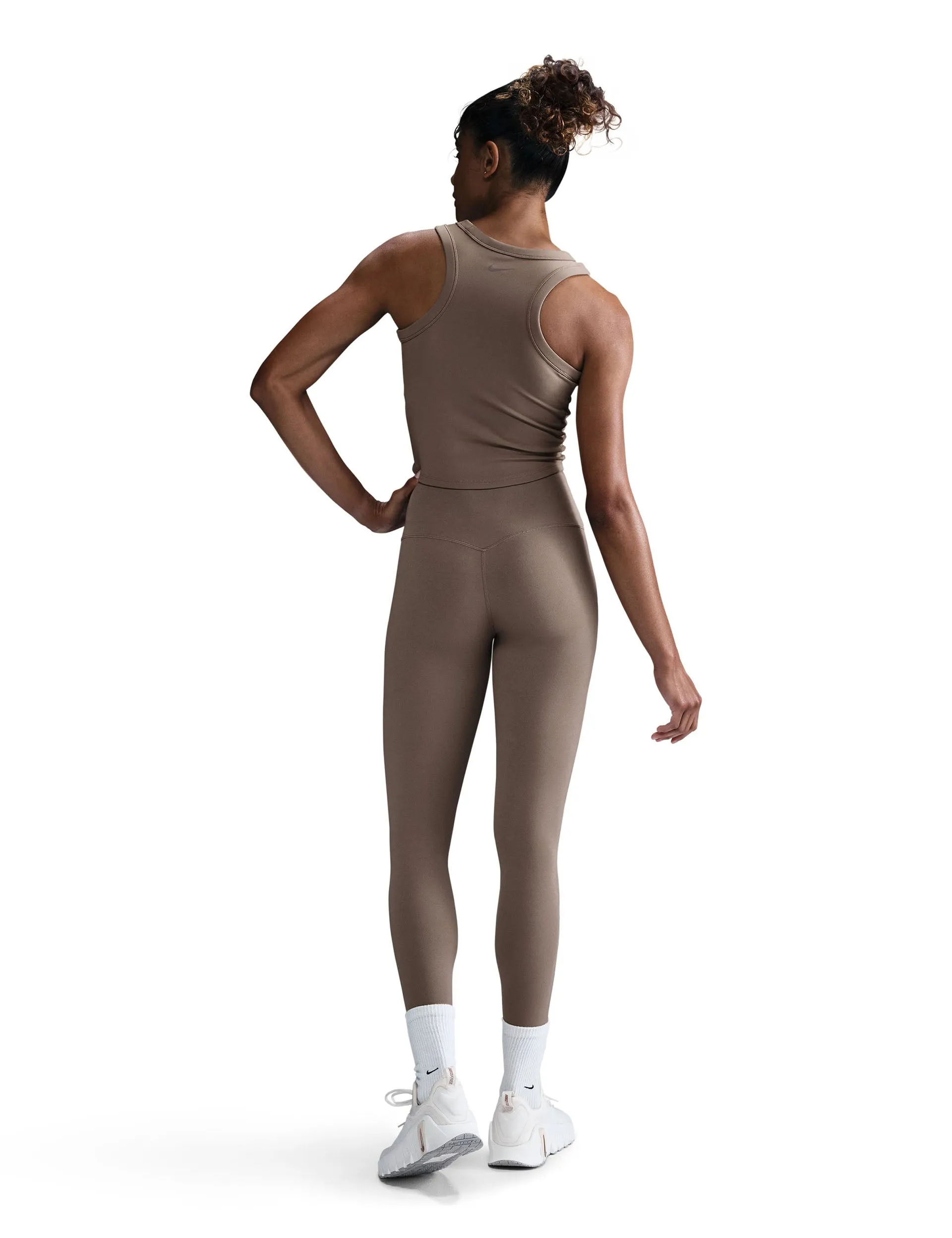One Fitted Dri-FIT Cropped Tank Top - Mink Brown/Black