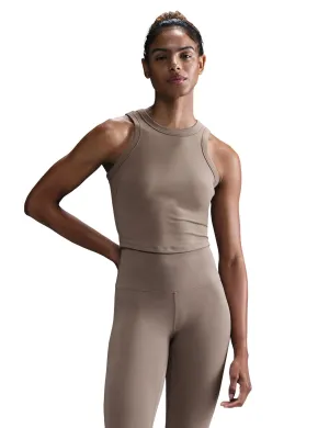 One Fitted Dri-FIT Cropped Tank Top - Mink Brown/Black