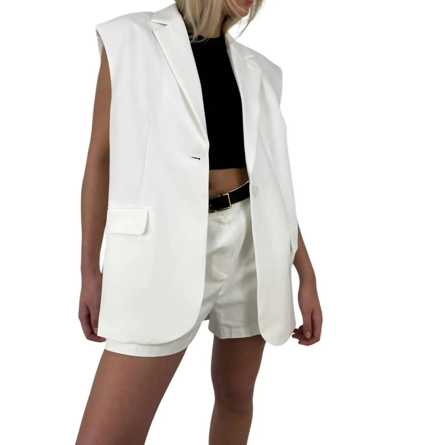 Oversized Structured Blazer Vest In Ivory