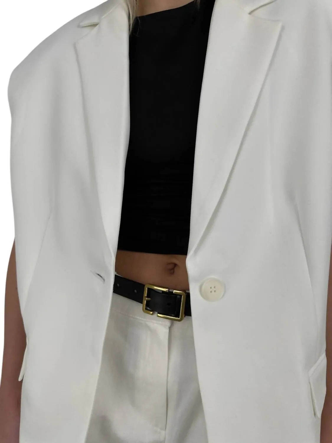 Oversized Structured Blazer Vest In Ivory