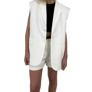 Oversized Structured Blazer Vest In Ivory