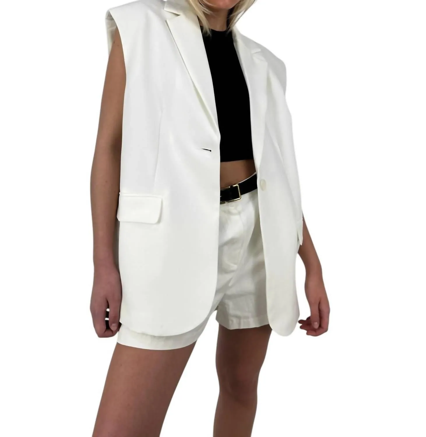 Oversized Structured Blazer Vest In Ivory