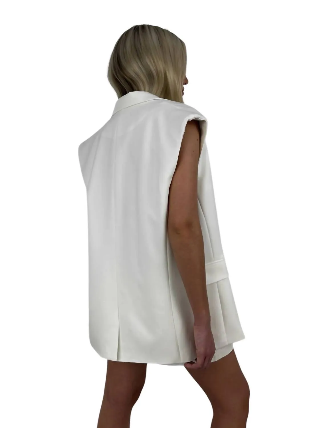 Oversized Structured Blazer Vest In Ivory