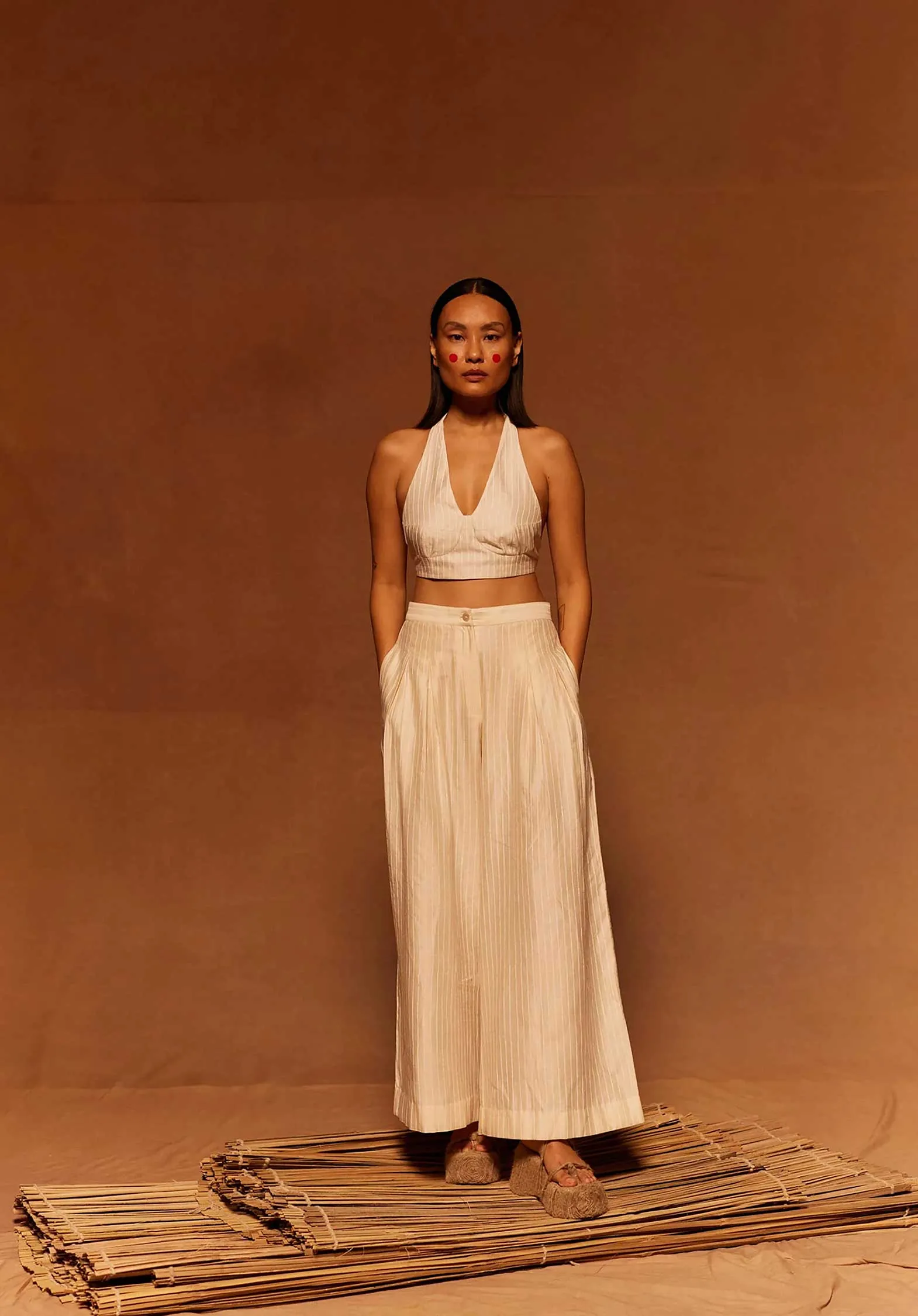 Pants Shunkan Pleated Ivory