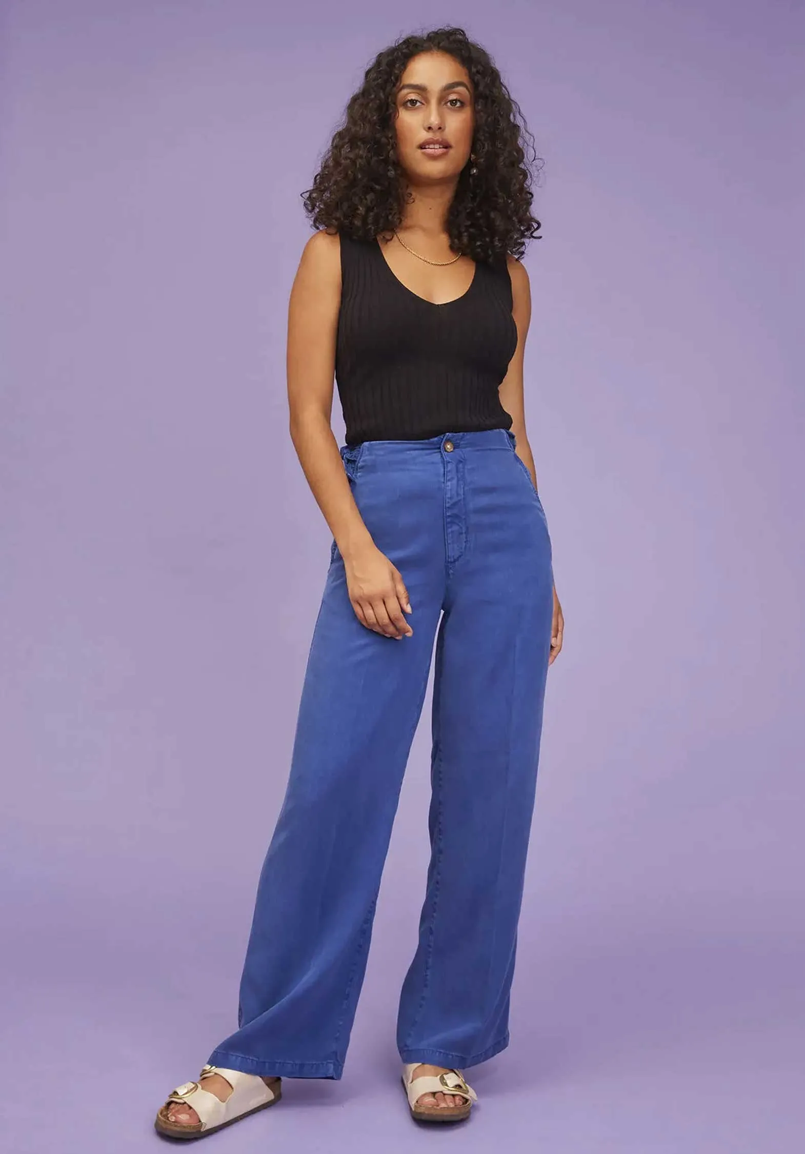 Pants Tulum Tencel Po1123-231 Bleu-Garage