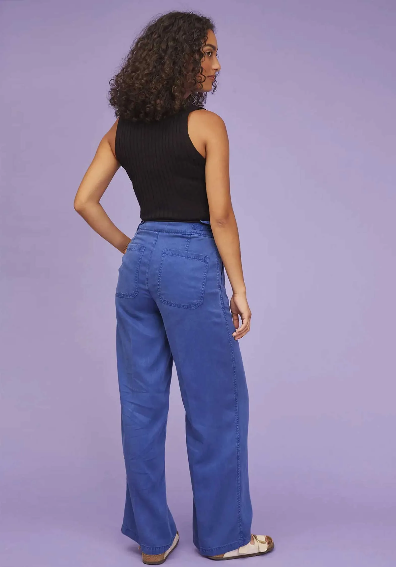 Pants Tulum Tencel Po1123-231 Bleu-Garage