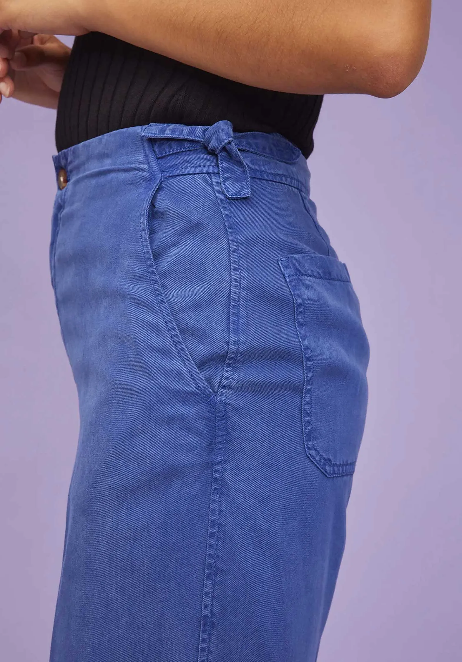 Pants Tulum Tencel Po1123-231 Bleu-Garage