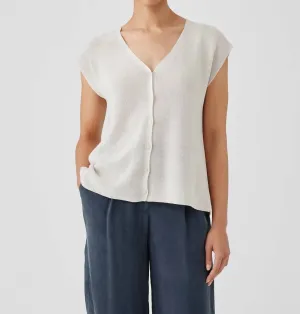 Peruvian Organic Cotton Crepe Vest In Bone