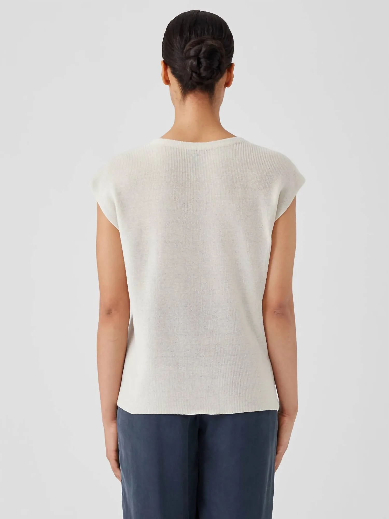 Peruvian Organic Cotton Crepe Vest In Bone
