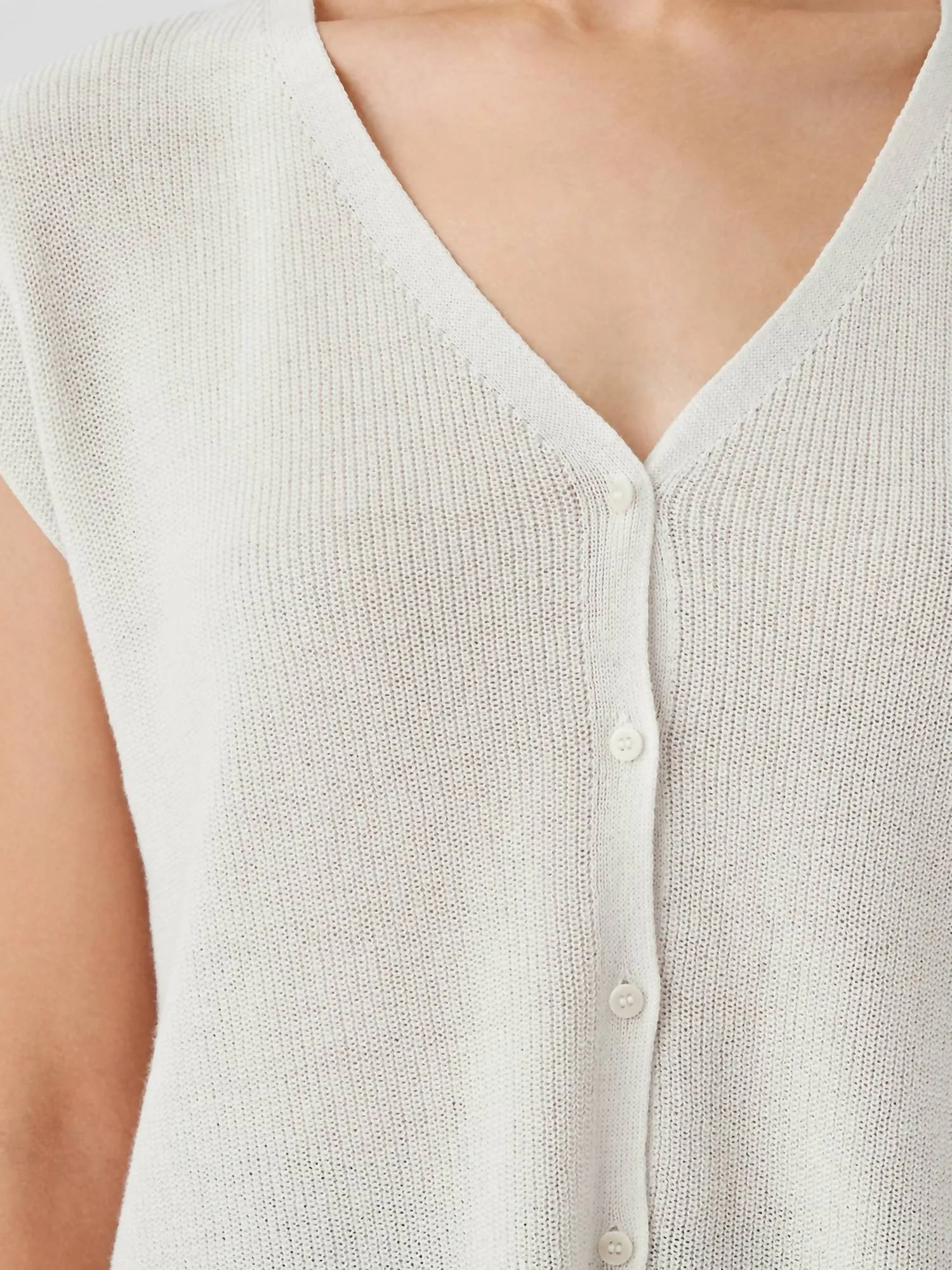 Peruvian Organic Cotton Crepe Vest In Bone