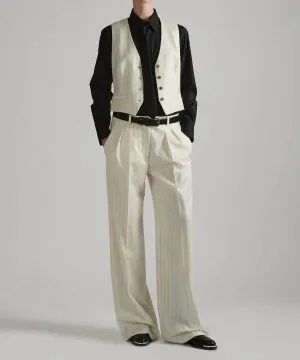Pinstripe Flannel Suit Vest In White