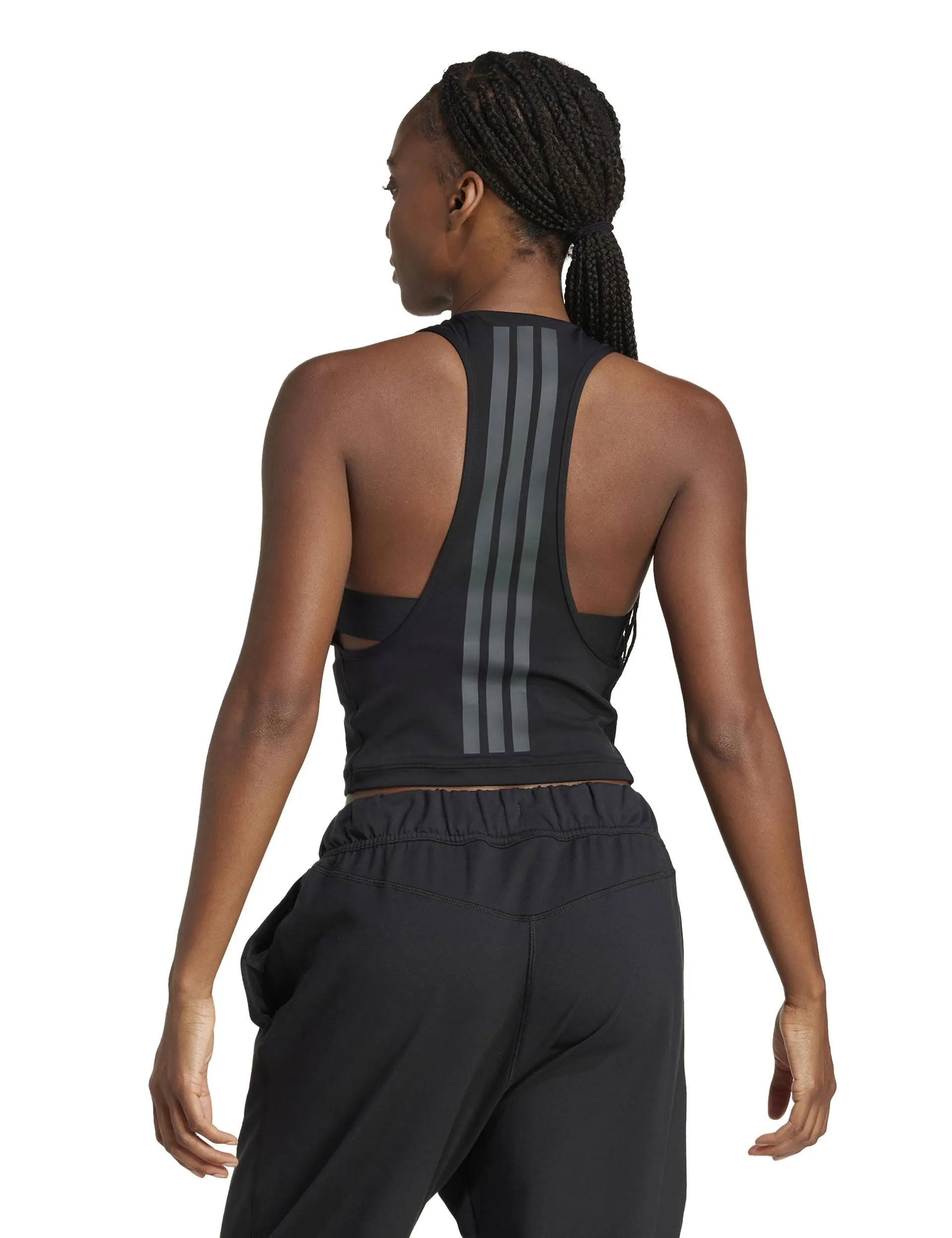 Power 3-Stripes Racerback Bra Tank Top - Black