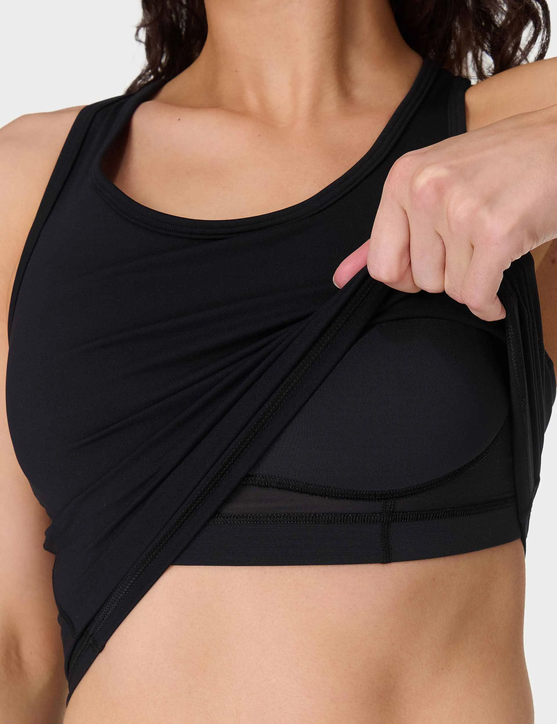Power Medium Impact Crop Gym Tank - Black