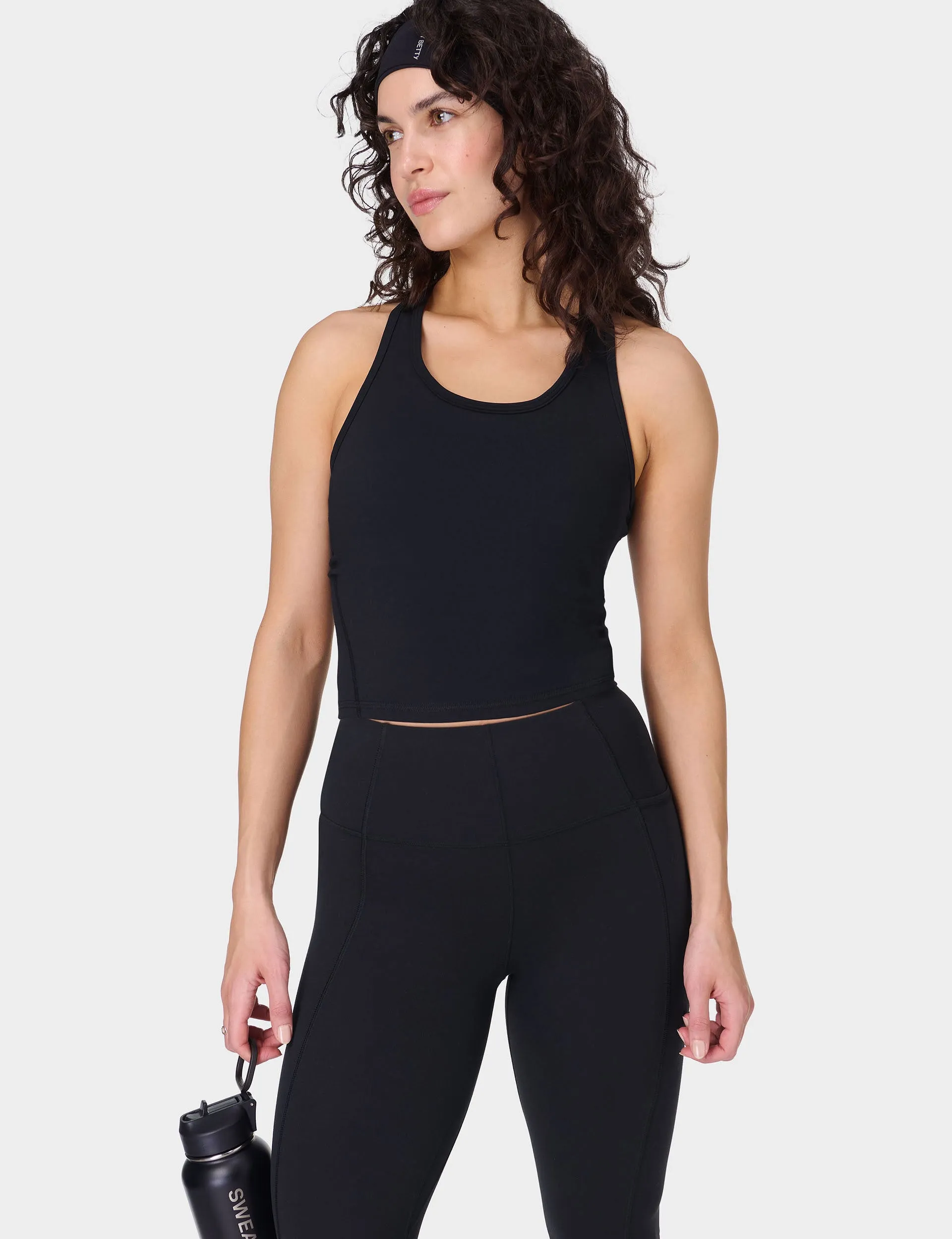 Power Medium Impact Crop Gym Tank - Black