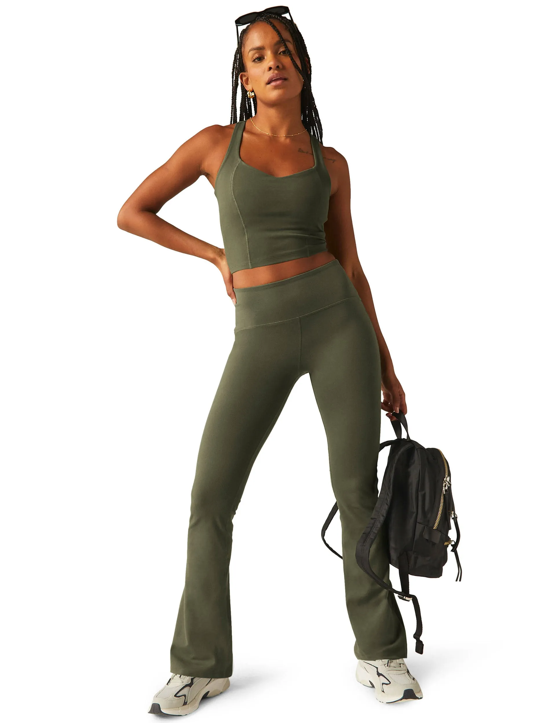 POWERBEYOND Intensity Racerback Cropped Tank - Modern Olive