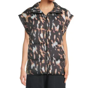 Printed In A Bubble Puffer Vest In Tortoise Shell