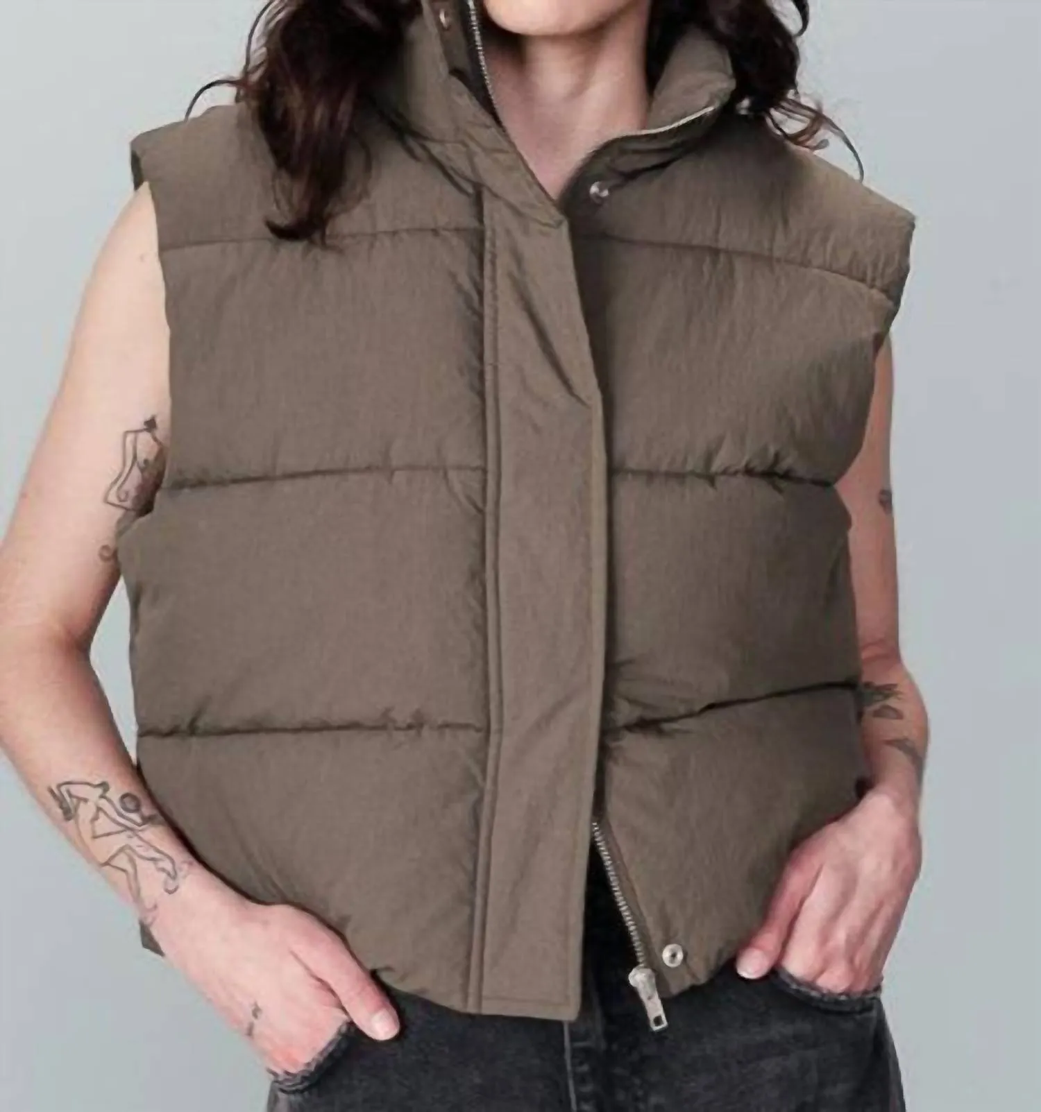 Puffer Vest In Olive