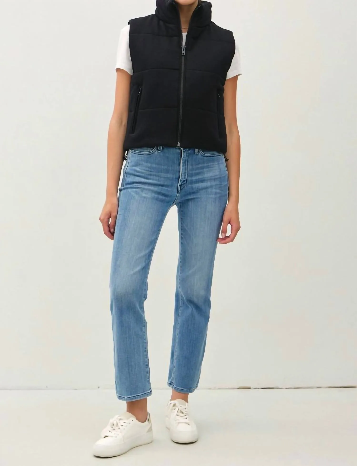Puffer Vest With Zipper In Black