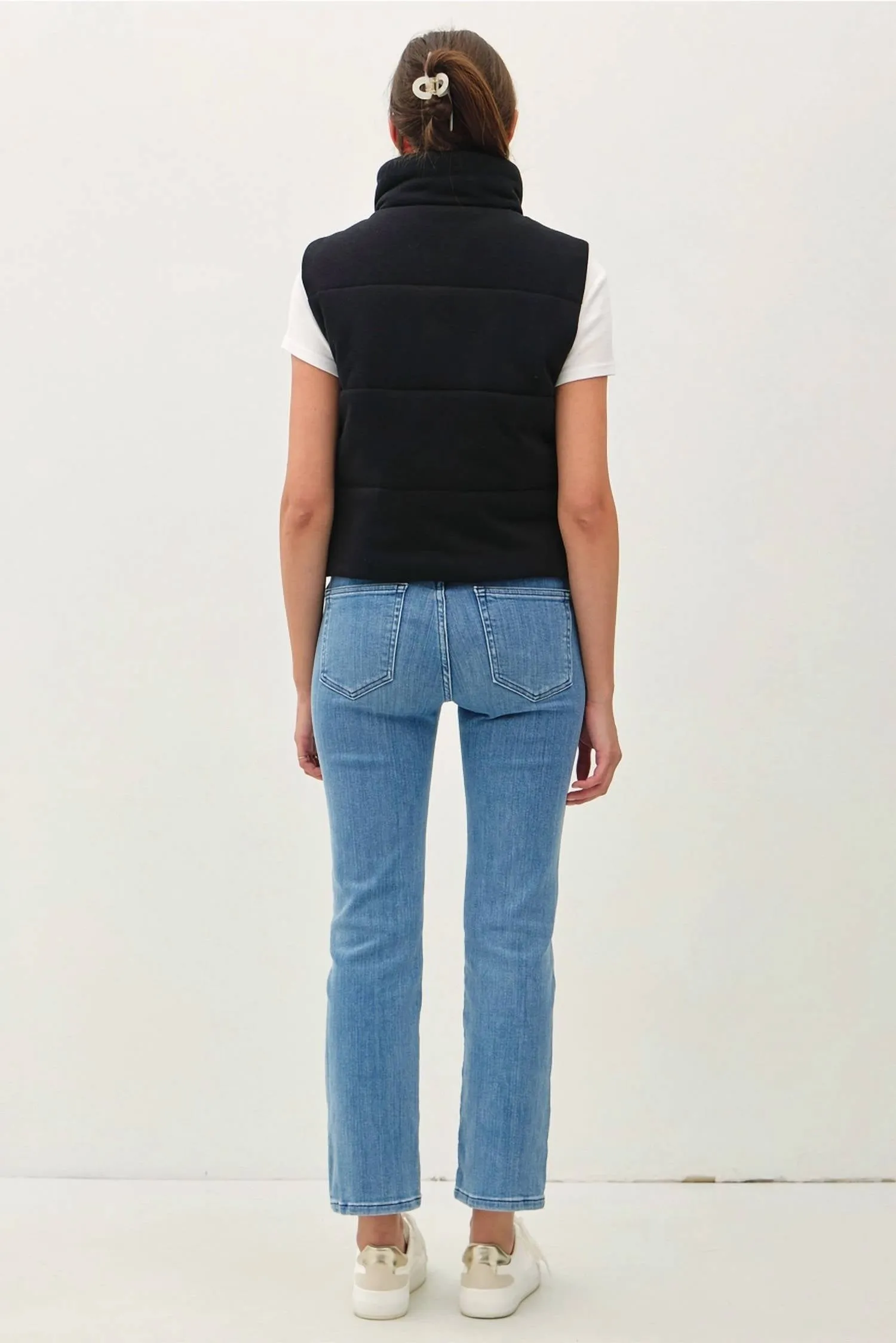 Puffer Vest With Zipper In Black