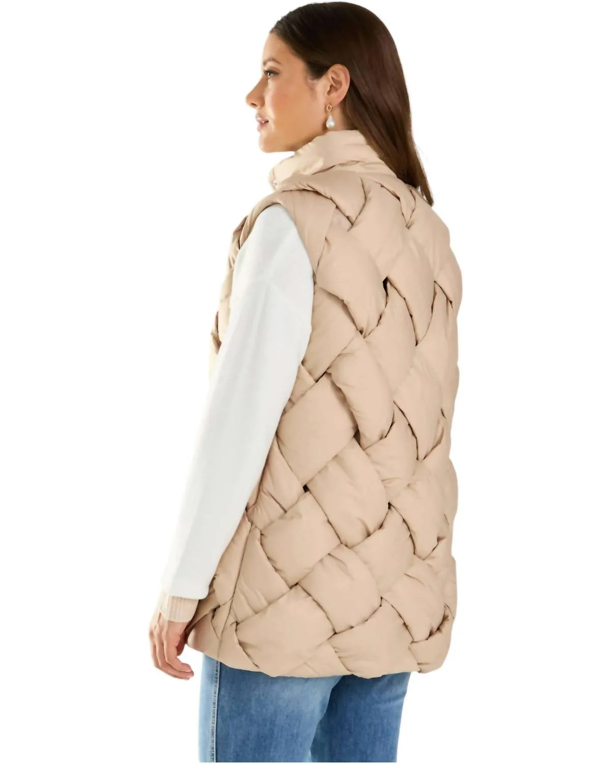 Puffy Vest In Caffe Latte