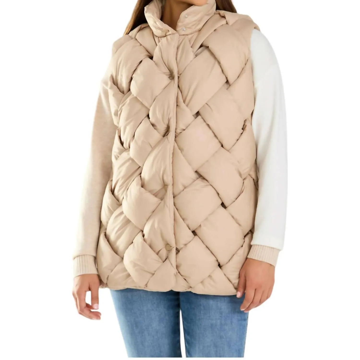 Puffy Vest In Caffe Latte