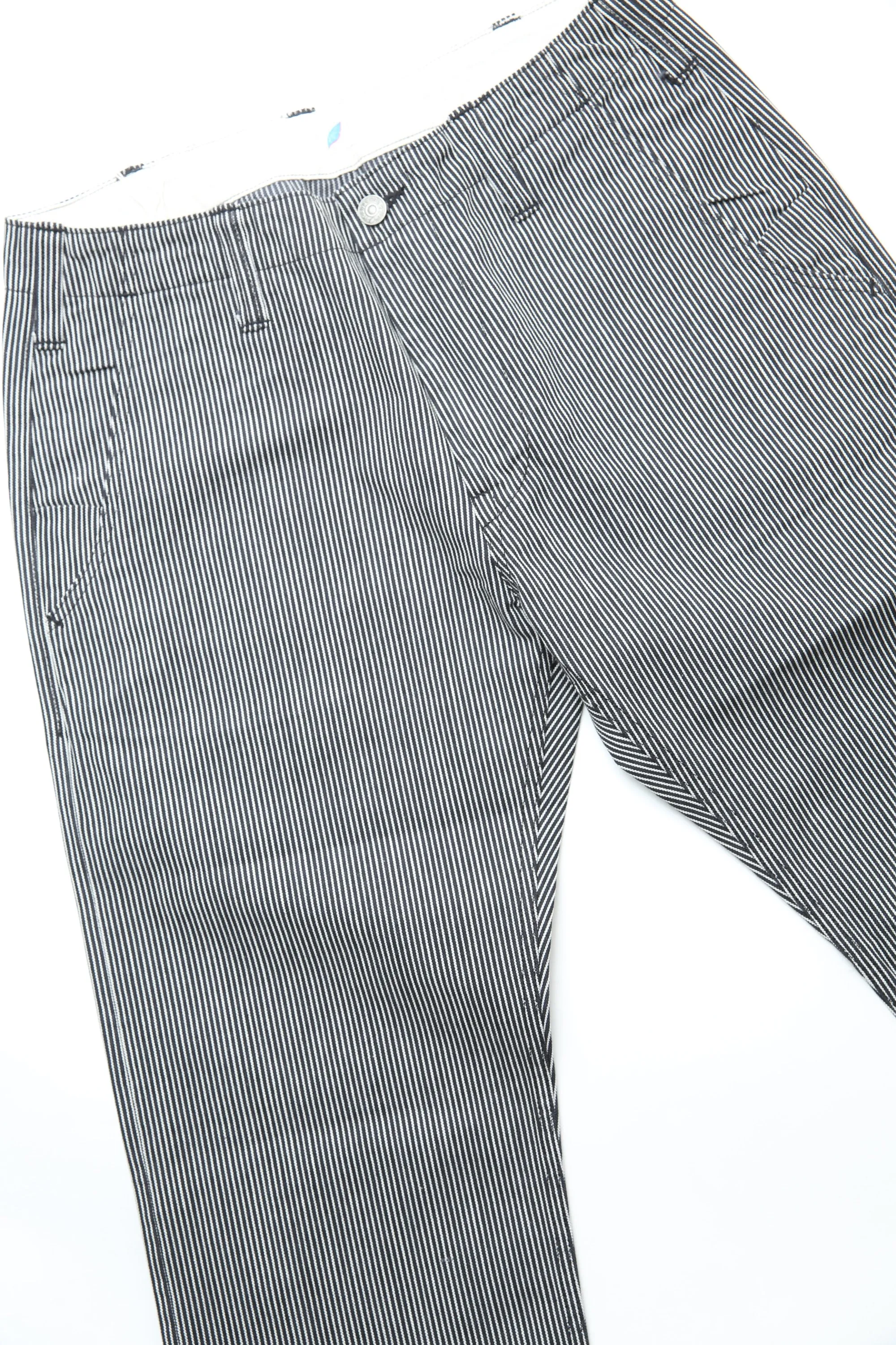 Pure Blue Japan [1174-BK] Men's Woven Hickory Stripe Utility Pants - Black