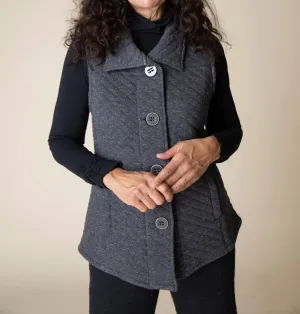 Quilted Knit Vest In Grey