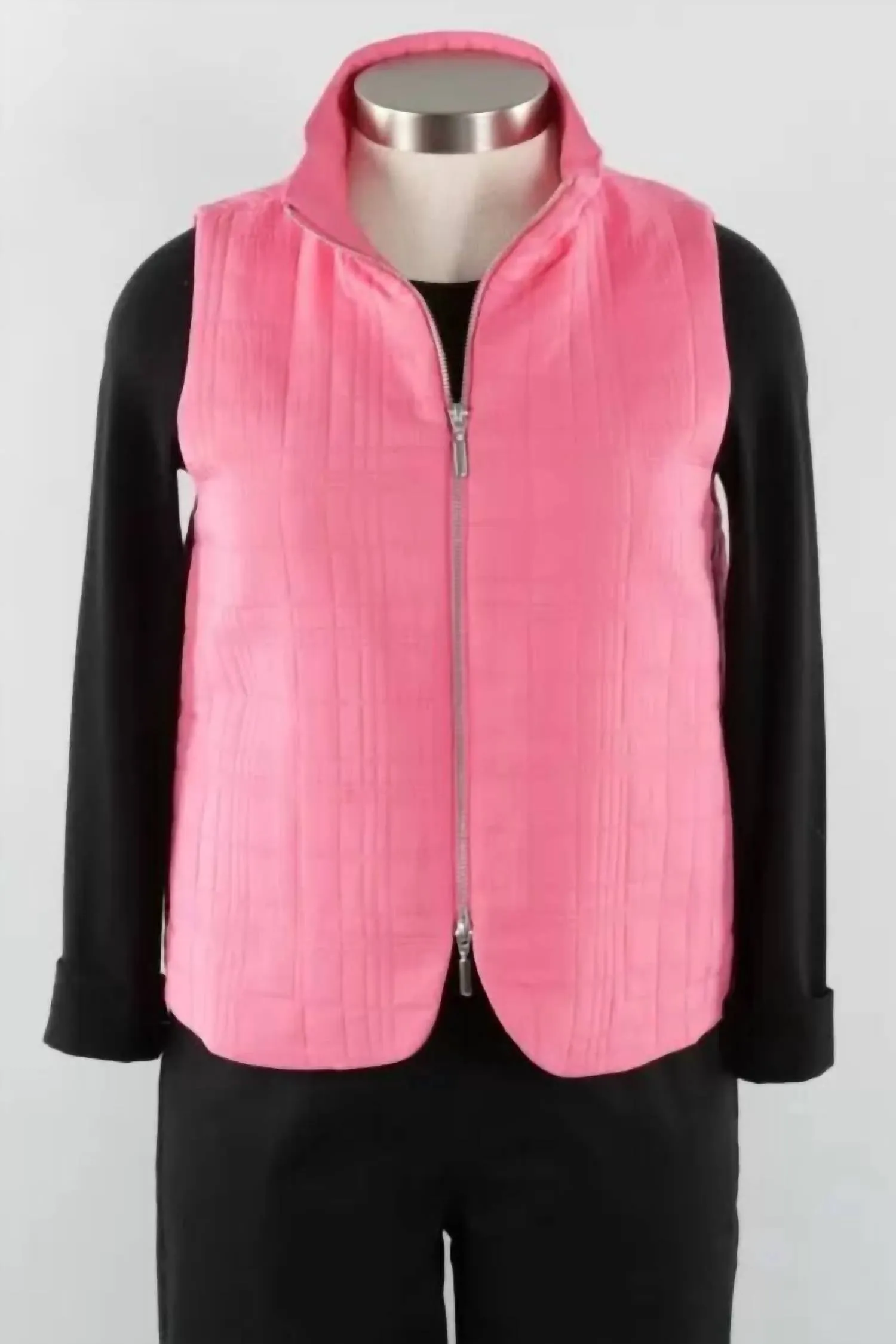 Quilted Modern Vest In Fuchsia Pink