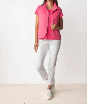 Quilted Modern Vest In Fuchsia Pink