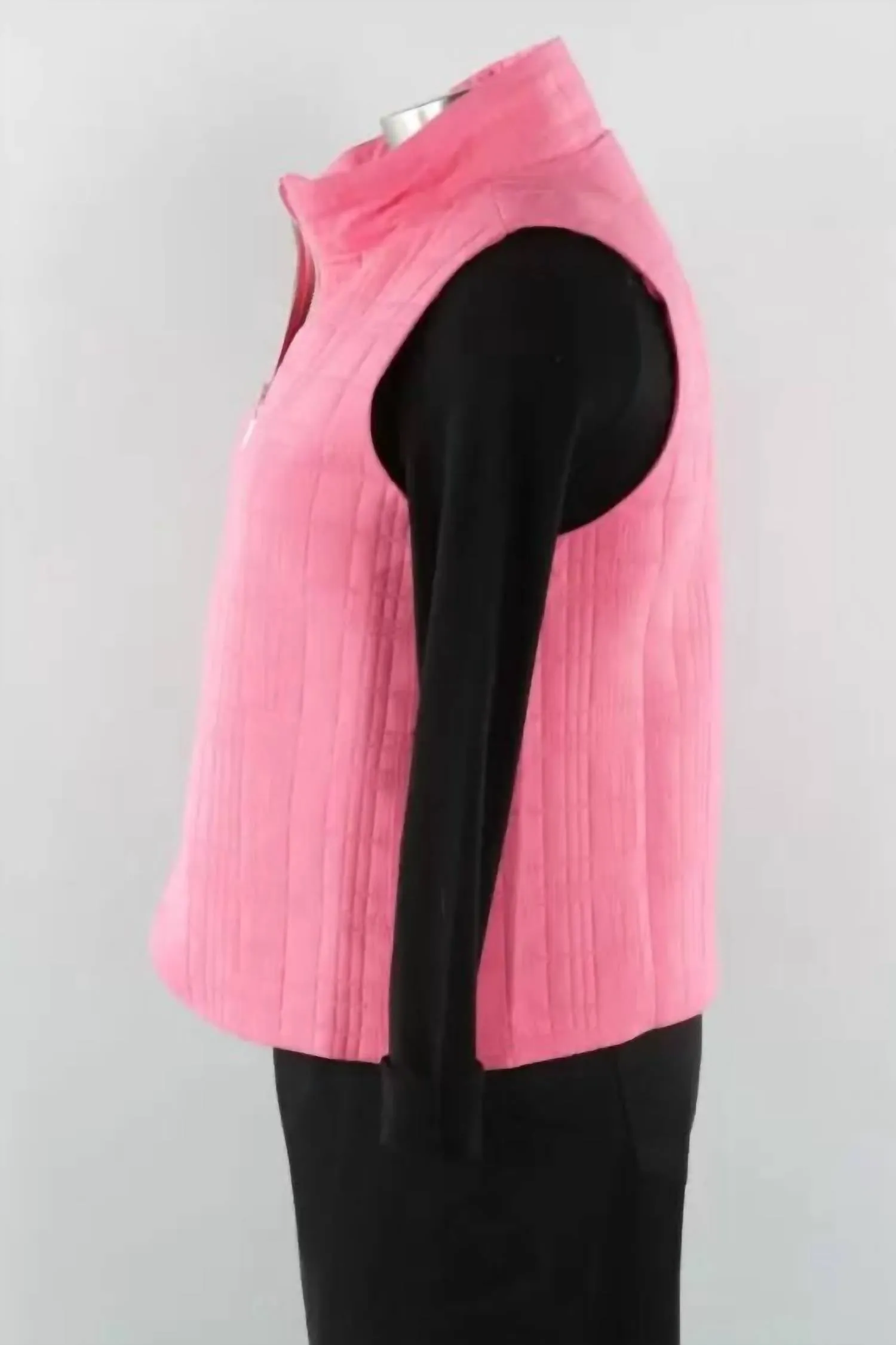 Quilted Modern Vest In Fuchsia Pink