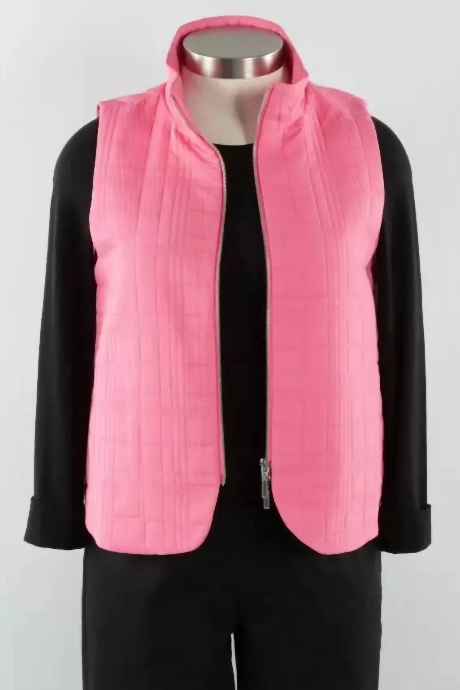 Quilted Modern Vest In Fuchsia Pink