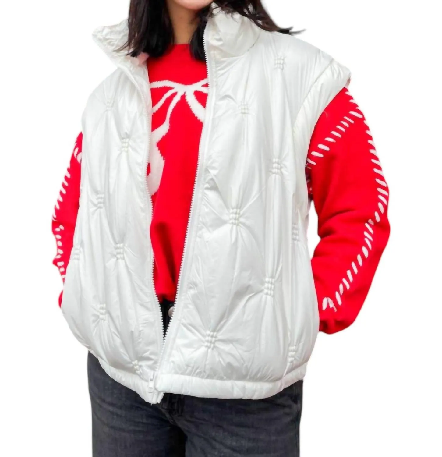 Quilted Vest In White