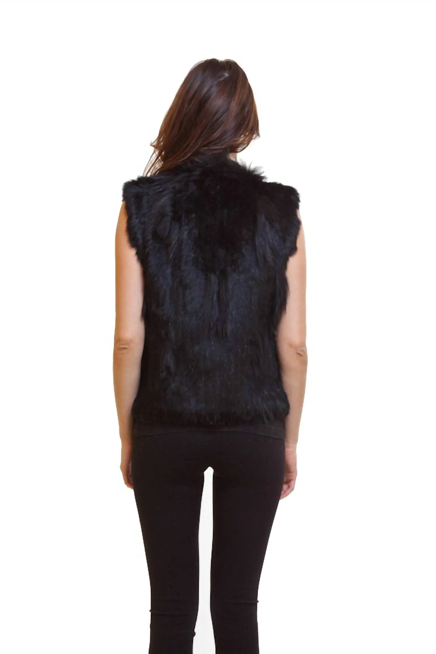 Raven Fur Vest In Black