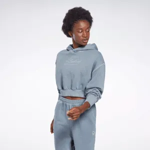 Reebok Women's Les Mills Natural Dye Crop Hoodie Blue Reebok