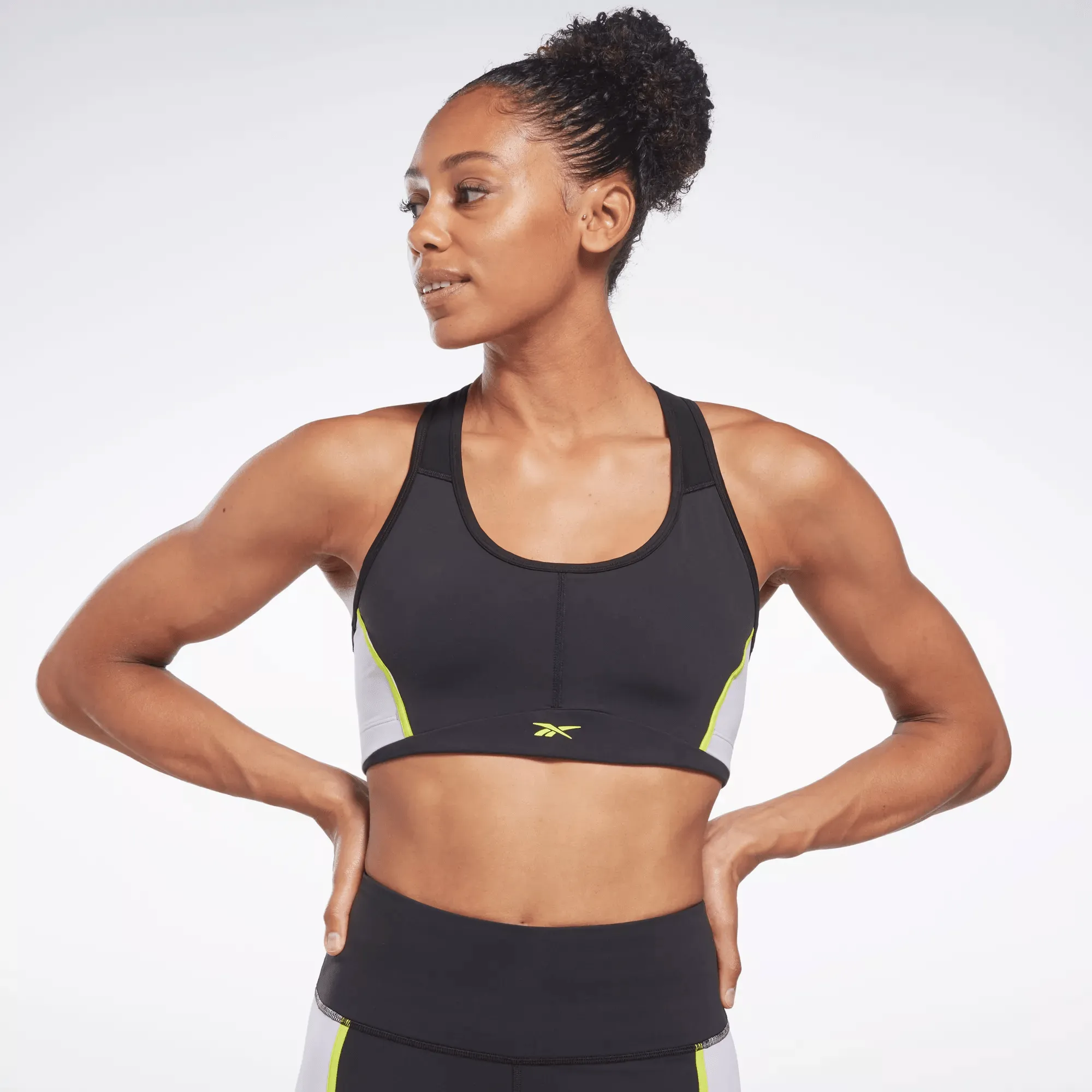 Reebok Women's Lux Racer Padded Colorblock Bra Black Reebok